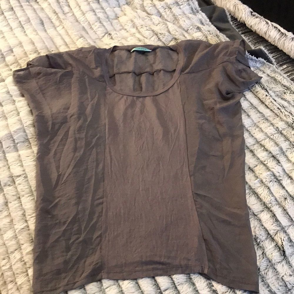 Mostly sheer gray Pleione top